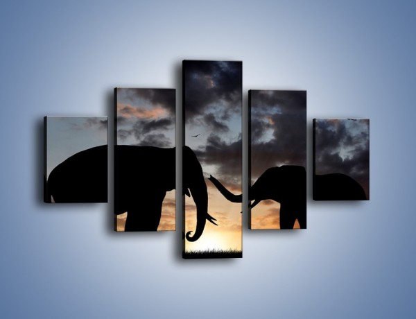 Obraz na płótnie – Dyskusja wśród słoni – pięcioczęściowy GR309W1