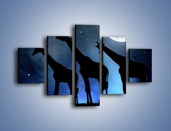 Obraz na płótnie – Żyrafie trio nocą – pięcioczęściowy GR316W1