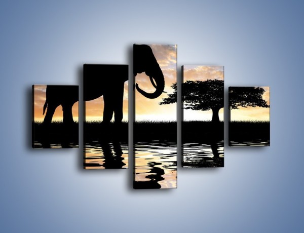 Obraz na płótnie – Samotność wśród słoni – pięcioczęściowy GR317W1