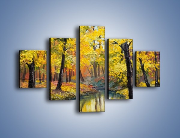 Obraz na płótnie – Jesienną pora w lesie – pięcioczęściowy GR434W1