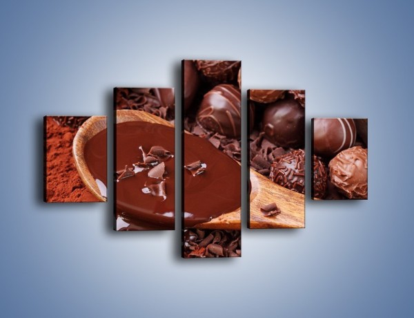 Obraz na płótnie – Praliny w płynącej czekoladzie – pięcioczęściowy JN018W1