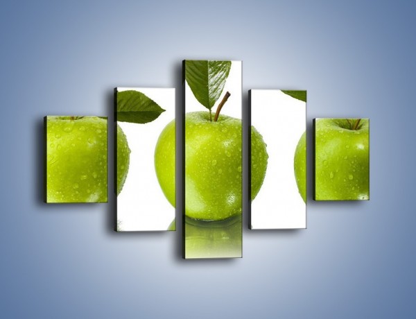 Obraz na płótnie – Świeżo umyte zielone jabłka – pięcioczęściowy JN047W1