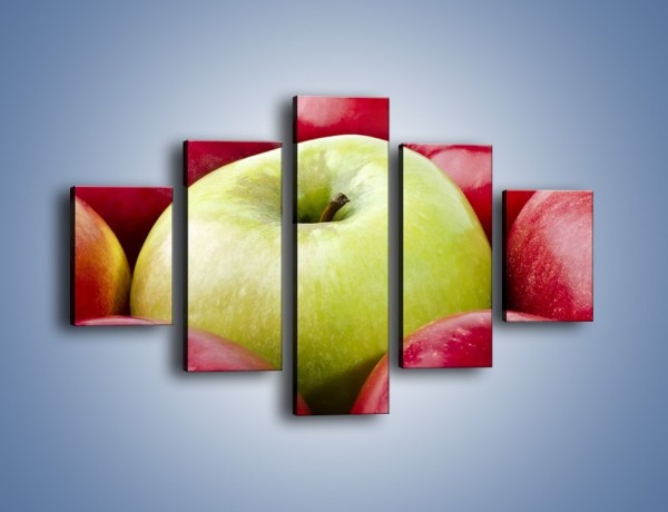Obraz na płótnie – Zielone wśród czerwonych jabłek – pięcioczęściowy JN155W1