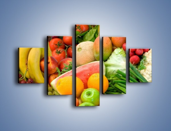 Obraz na płótnie – Mieszanka owocowo-warzywna – pięcioczęściowy JN245W1