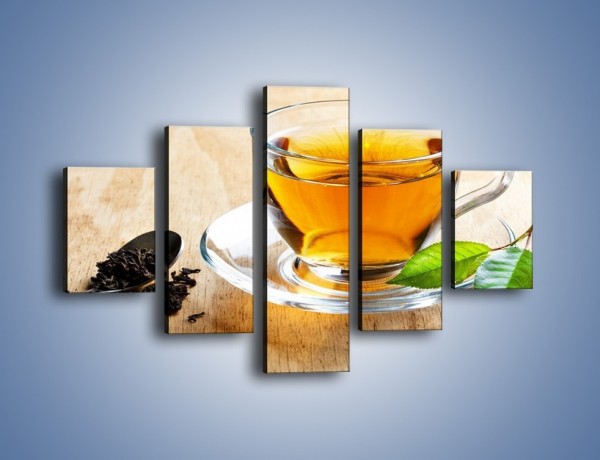 Obraz na płótnie – Listek mięty dla orzeźwienia herbaty – pięcioczęściowy JN290W1