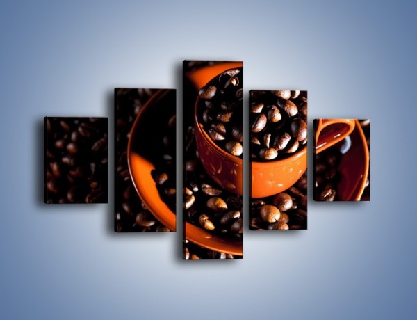 Obraz na płótnie – Filiżanka kawy z charakterem – pięcioczęściowy JN343W1