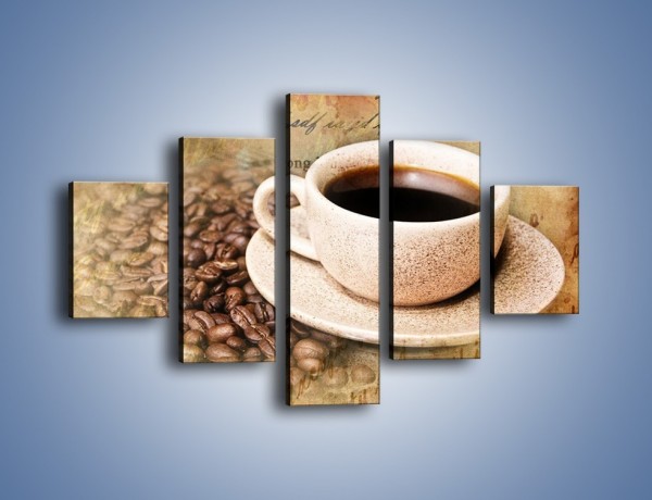 Obraz na płótnie – List przy filiżance kawy – pięcioczęściowy JN347W1