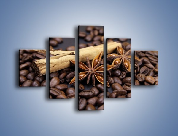 Obraz na płótnie – Ziarna kawy z goździkami – pięcioczęściowy JN351W1