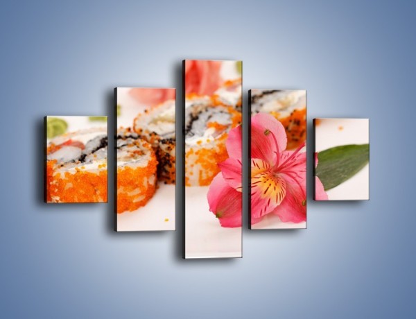 Obraz na płótnie – Sushi z kwiatem – pięcioczęściowy JN354W1