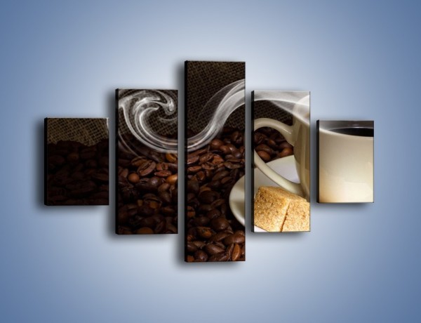 Obraz na płótnie – Kawa z kostkami cukru – pięcioczęściowy JN364W1
