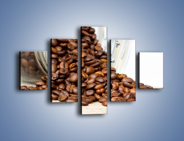 Obraz na płótnie – Ziarna kawy w słoiku – pięcioczęściowy JN368W1