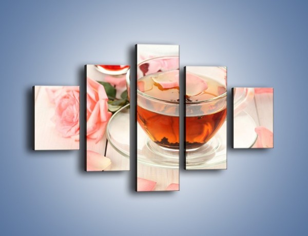 Obraz na płótnie – Herbata z płatkami róż – pięcioczęściowy JN370W1