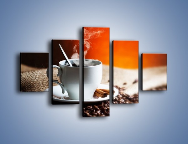 Obraz na płótnie – Aromatyczny zapach kawy – pięcioczęściowy JN374W1