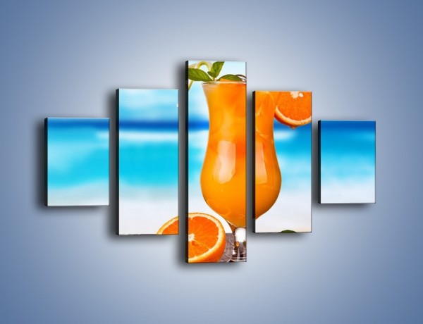 Obraz na płótnie – Pomarańczowy drink z miętą – pięcioczęściowy JN395W1