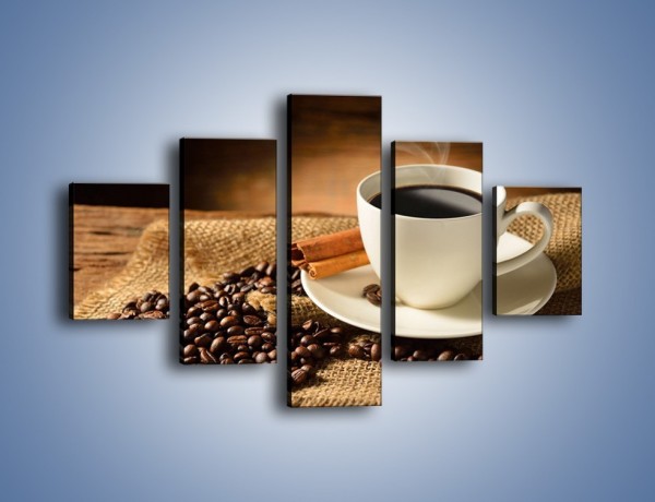 Obraz na płótnie – Kawa w białej filiżance – pięcioczęściowy JN406W1