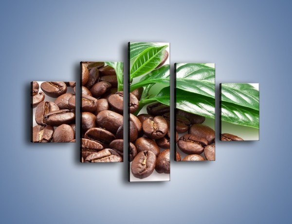 Obraz na płótnie – Kawa wśród zieleni – pięcioczęściowy JN418W1