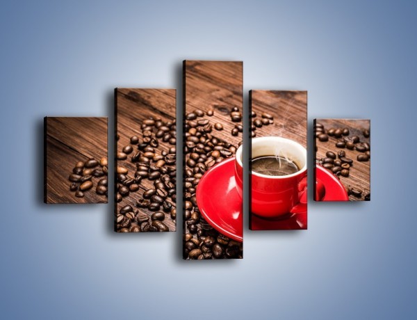 Obraz na płótnie – Kawa w czerwonej filiżance – pięcioczęściowy JN441W1