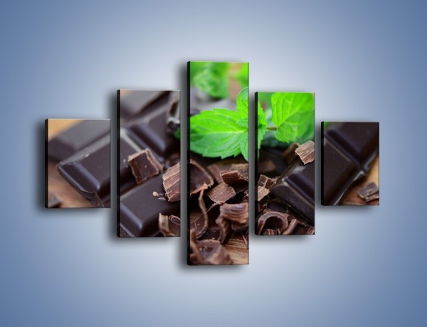 Obraz na płótnie – Połamana czekolada z miętą – pięcioczęściowy JN442W1