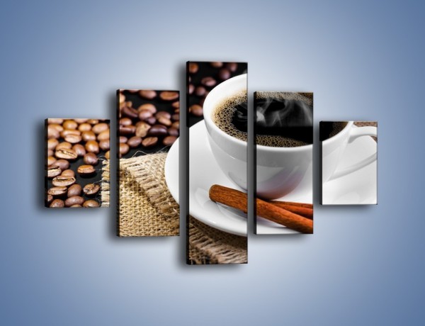 Obraz na płótnie – Kawa z cynamonową laską – pięcioczęściowy JN456W1