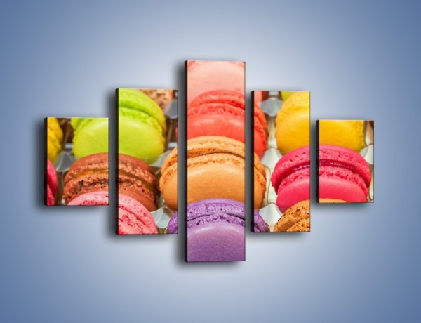 Obraz na płótnie – Słodkie babeczki w kolorach tęczy – pięcioczęściowy JN458W1