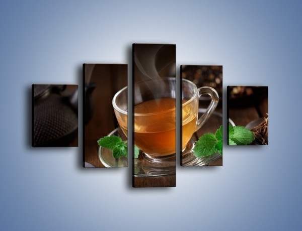 Obraz na płótnie – Mała filiżanka gorącej herbaty – pięcioczęściowy JN493W1