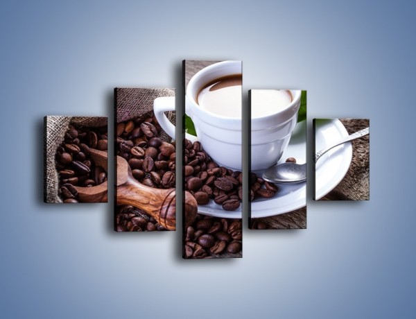 Obraz na płótnie – Dobrze odmierzona porcja kawy – pięcioczęściowy JN613W1