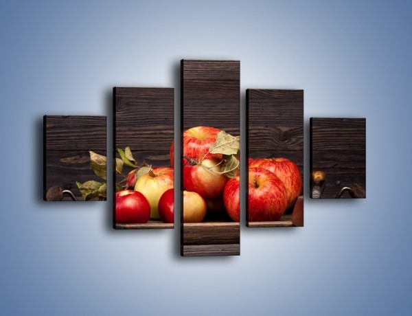 Obraz na płótnie – Dojrzałe jabłka na stole – pięcioczęściowy JN653W1