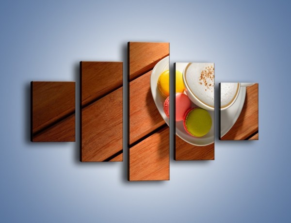 Obraz na płótnie – Makaroniki w towarzystwie kawy – pięcioczęściowy JN737W1
