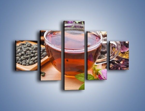 Obraz na płótnie – Herbata wśród suszonych kwiatów – pięcioczęściowy JN740W1