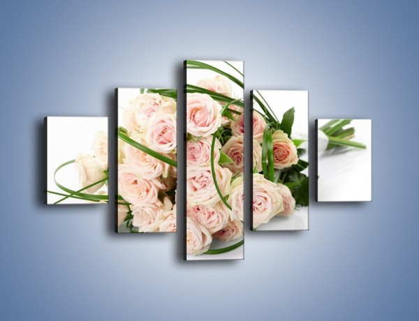 Obraz na płótnie – Wiązanka delikatnie różowych róż – pięcioczęściowy K012W1