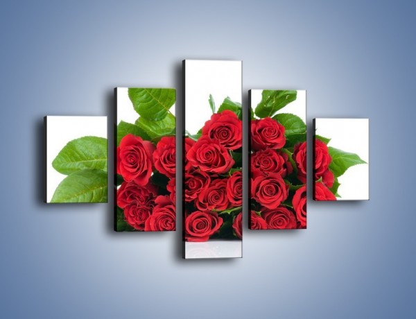 Obraz na płótnie – Idealna wiązanka czerwonych róż – pięcioczęściowy K018W1