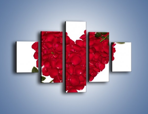 Obraz na płótnie – Różane serce dla ukochanej – pięcioczęściowy K042W1