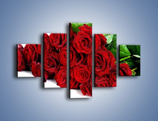 Obraz na płótnie – Oszronione czerwone róże – pięcioczęściowy K047W1