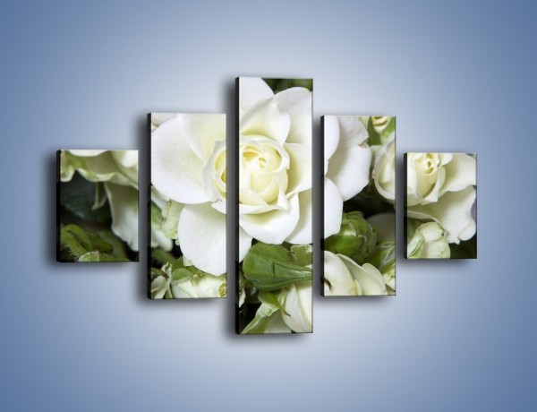 Obraz na płótnie – Białe róże na stole – pięcioczęściowy K131W1