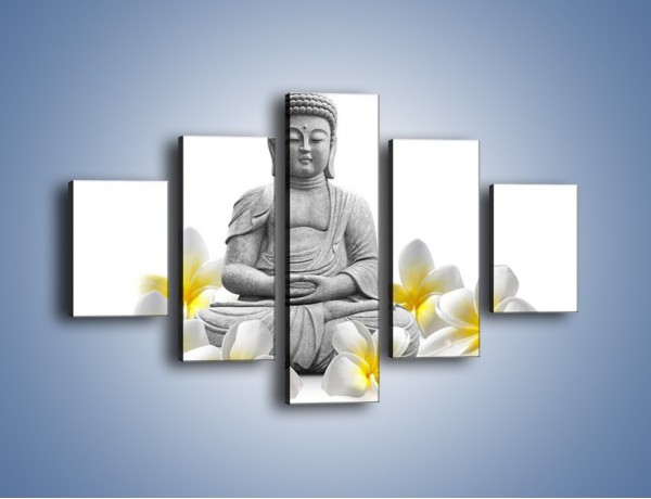 Obraz na płótnie – Budda w białych kwiatach – pięcioczęściowy K599W1
