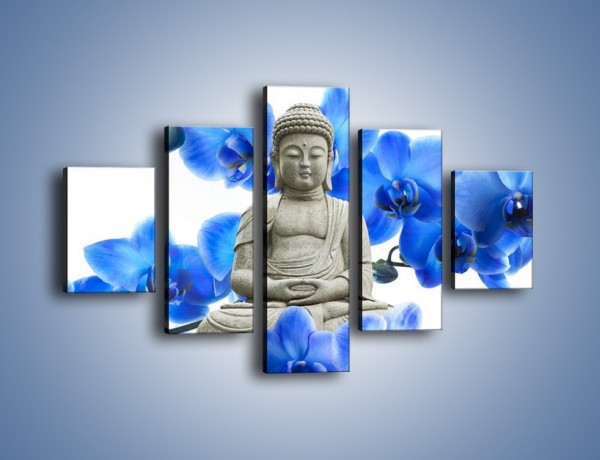 Obraz na płótnie – Niebieskie storczyki lubią buddę – pięcioczęściowy K600W1