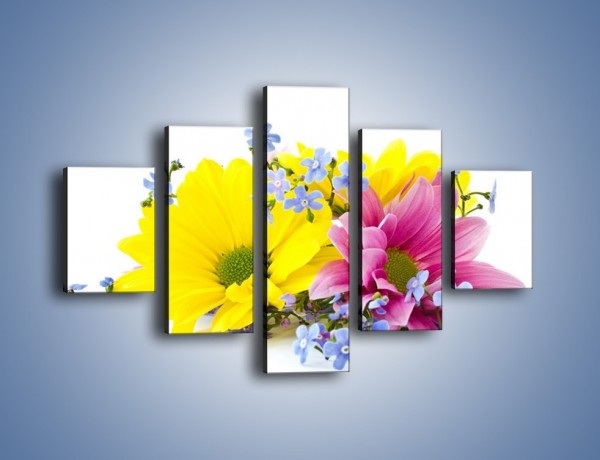 Obraz na płótnie – Niezapominajki wśród kwiatów – pięcioczęściowy K604W1