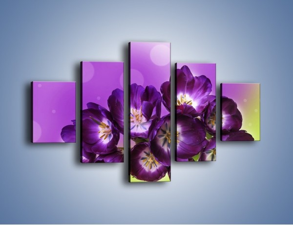 Obraz na płótnie – Fioletowe kwiaty w powietrzu – pięcioczęściowy K630W1