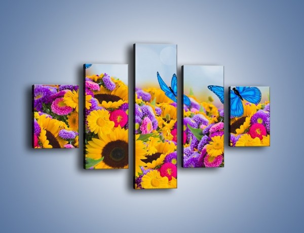 Obraz na płótnie – Bajka o kwiatach i motylach – pięcioczęściowy K794W1