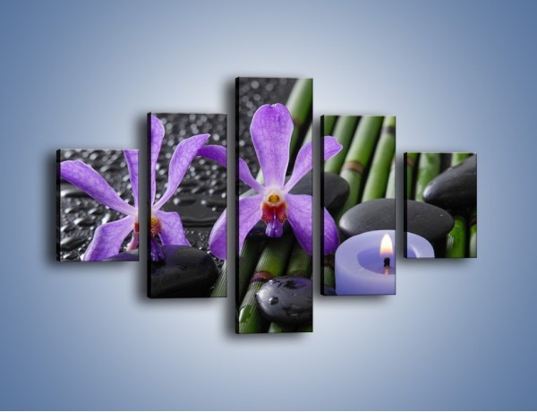 Obraz na płótnie – Mokre fiolety i kwiaty – pięcioczęściowy K880W1