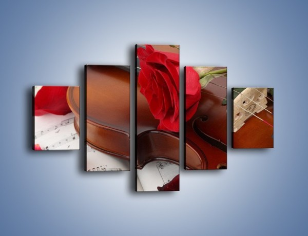 Obraz na płótnie – Instrument muzyka i kwiaty – pięcioczęściowy K900W1