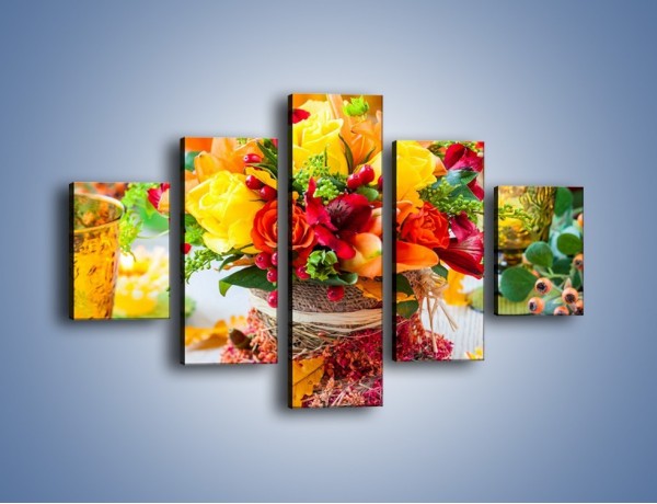 Obraz na płótnie – Jesień w bukiecie i na stole – pięcioczęściowy K939W1