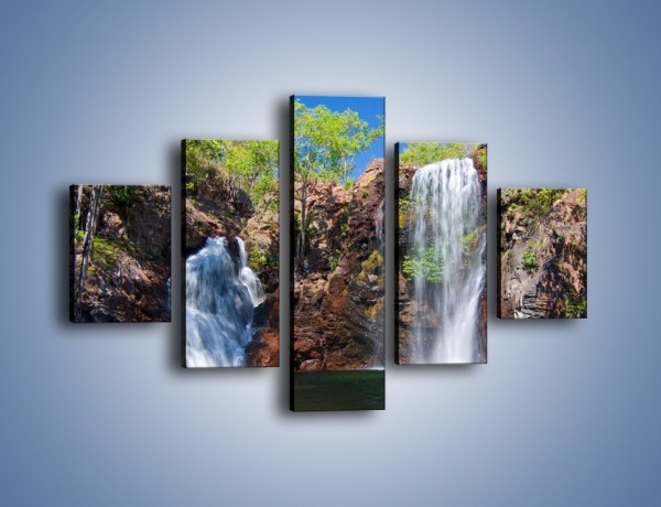 Obraz na płótnie – Wodospad duży i mały – pięcioczęściowy KN210W1