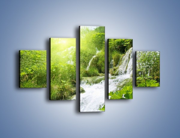 Obraz na płótnie – Wodospad ukryty w zieleni – pięcioczęściowy KN228W1