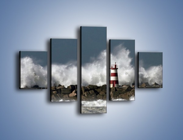 Obraz na płótnie – Latarnia morska w sztormie – pięcioczęściowy KN626W1