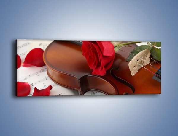 Obraz na płótnie – Instrument muzyka i kwiaty – jednoczęściowy panoramiczny K900