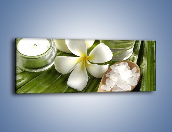 Obraz na płótnie – Sól świece i kwiat – jednoczęściowy panoramiczny K903