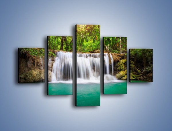 Obraz na płótnie – Piękno leśnego wodospadu – pięcioczęściowy KN894W1