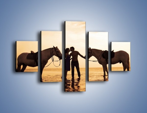 Obraz na płótnie – Miłość morze i konie – pięcioczęściowy L253W1