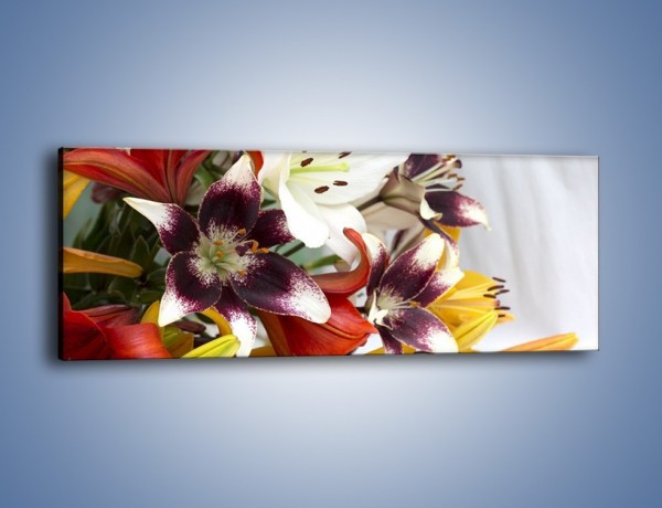 Obraz na płótnie – Wiązanka z samych lilii – jednoczęściowy panoramiczny K945